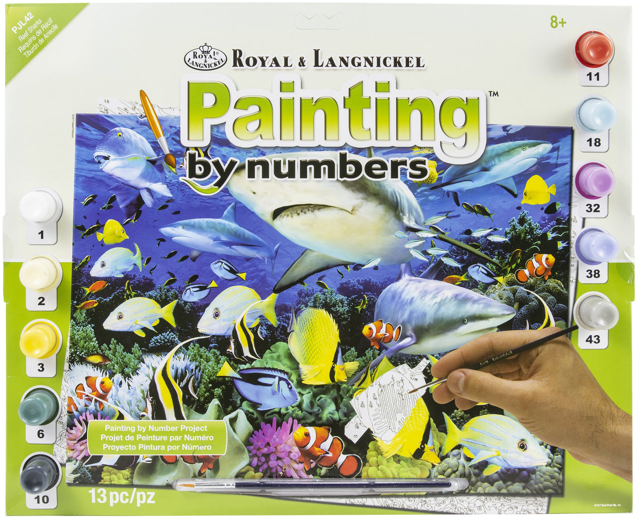 Royal Brush Junior Large Paint By Number Kit 15.25"X11.25" - Reef Sharks