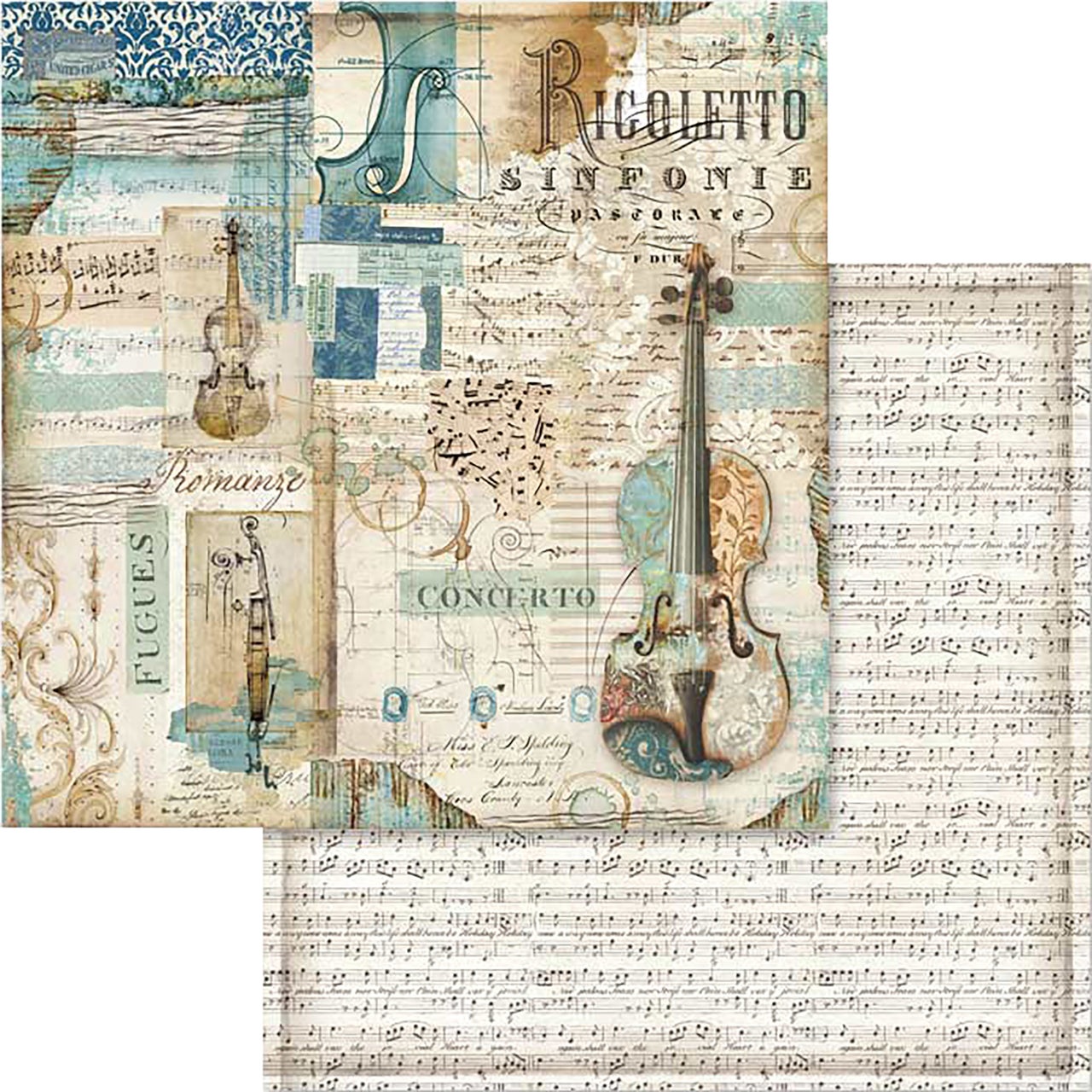 Stamperia Intl Stamperia Double-Sided Cardstock 12"X12" 10/Pkg - Music Rigoletto Violin