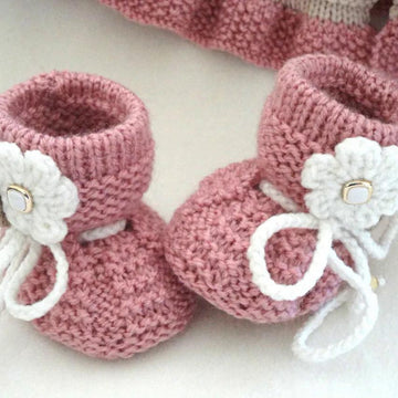 Pattern Knitting Baby Set Baby Cap and Baby Shoes