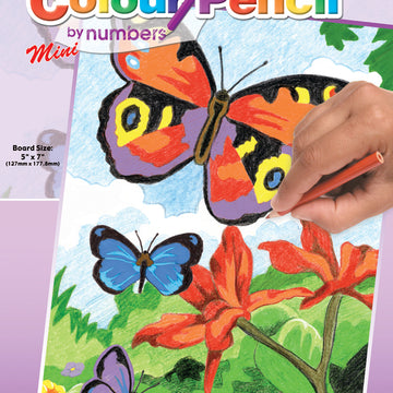 Royal Brush Mini Color Pencil By Number Kit 5"X7" - Bright Butterflies