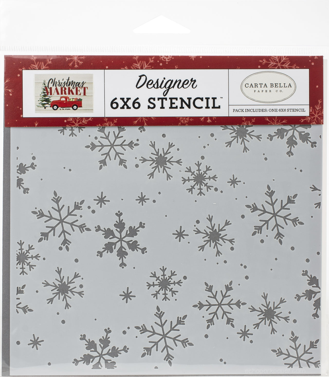 Echo Park Paper Carta Bella Stencil 6"X6" - Falling Snowflakes