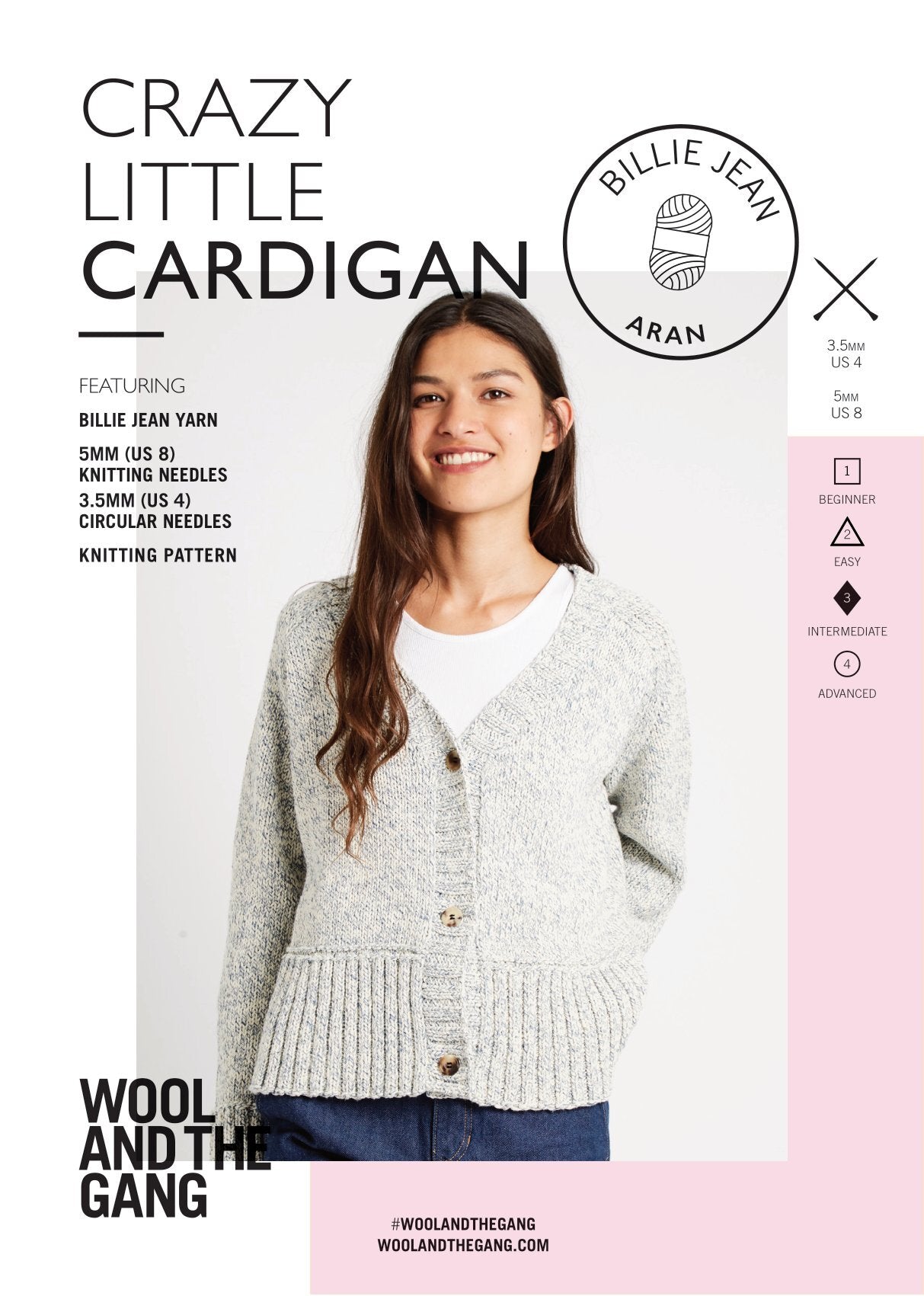 Crazy Little Cardigan in Wool and the Gang Billie Jean Yarn - V021021242 - Downloadable PDF