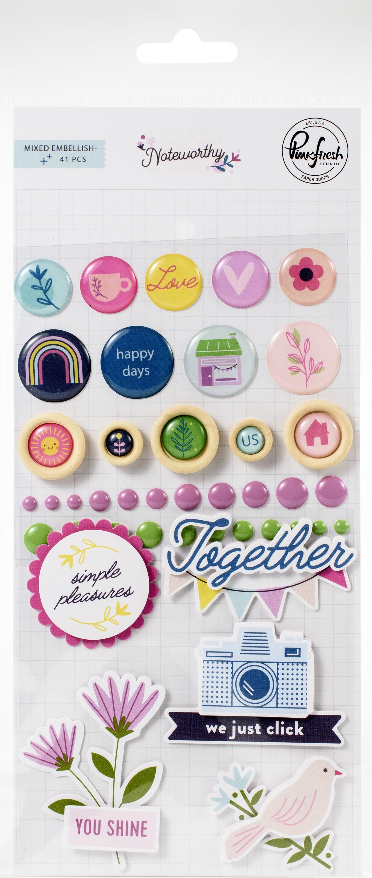 Pinkfresh Studio Noteworthy Mixed Embellishment Pack 41/Pkg - 622037