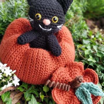 Kit Cat the Halloween Cat with Pumpkin