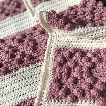 Double Sided Bobble Heart Blanket US terminology By Melu Crochet