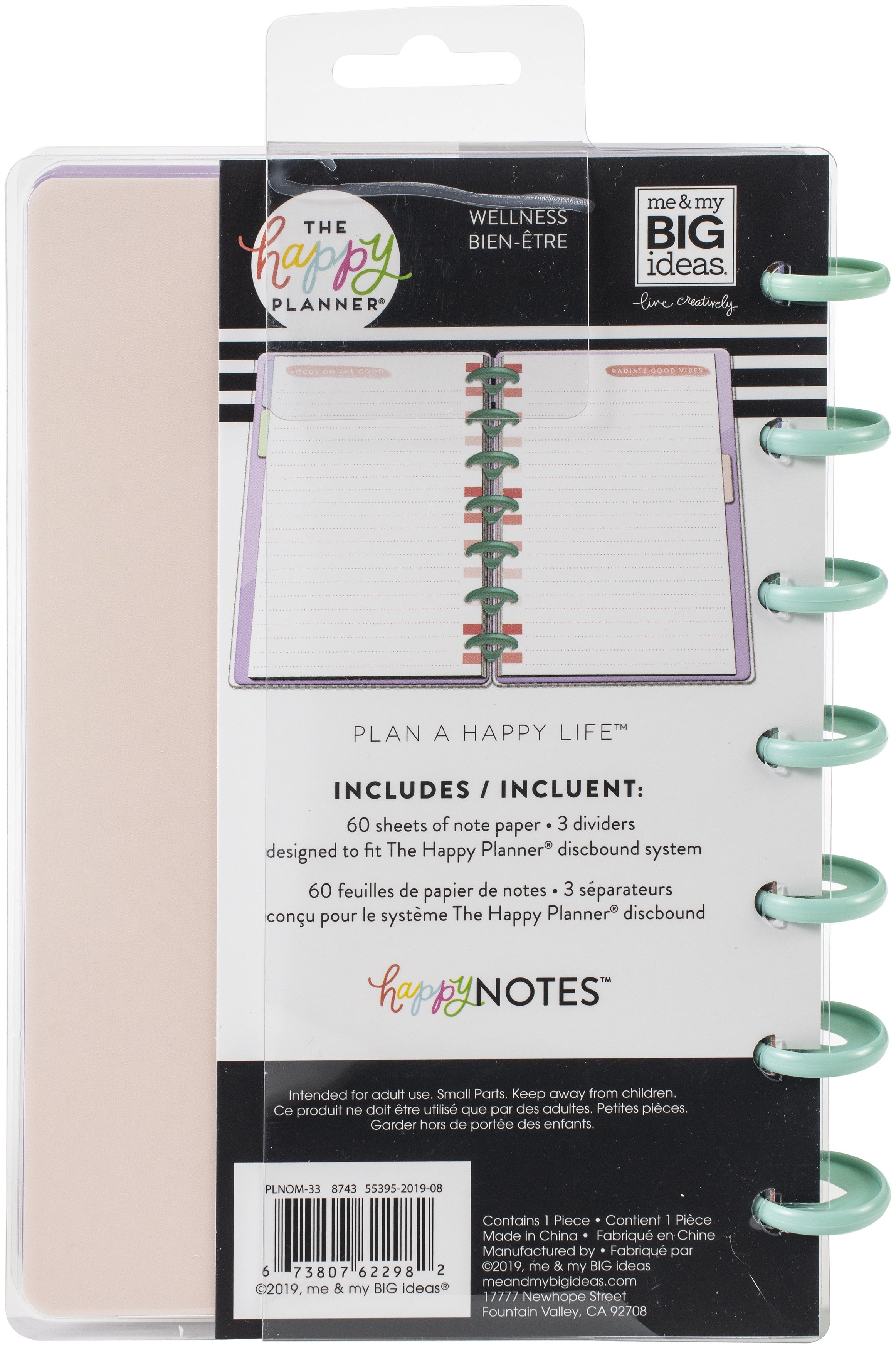 The Happy Planner Mini Notebook W/60 Sheets - Wellness