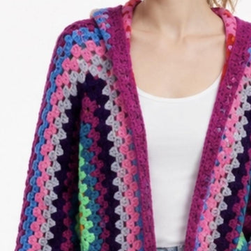 Hexagon Granny Square Crochet Hoodie Cardigan