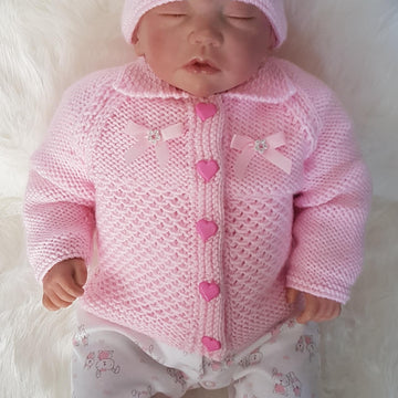 Elsie Baby Cardigan, Hat & Booties knitting pattern, 0-12mths