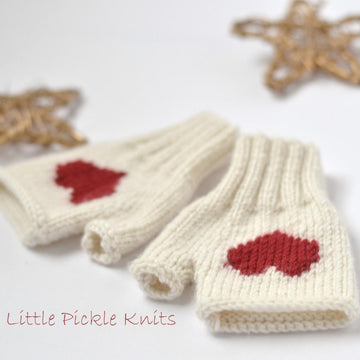 Heart Fingerless Mittens