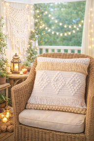 Cushion Pillow Cover Boho Tassel