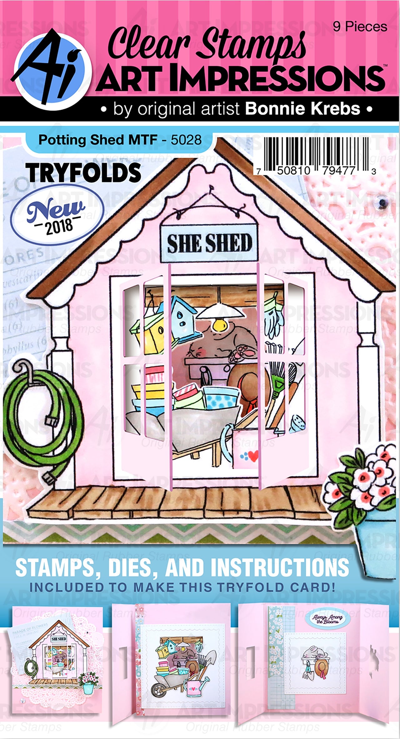 Art Impressions Mini TryFolds Stamp & Die Set - Potting Shed