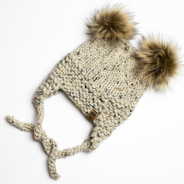Ear Flaps Double Pompom Toque Kids Ear Flaps Hat