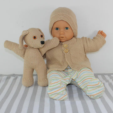 Baby Cardigan,Beanie and Toy Puppy