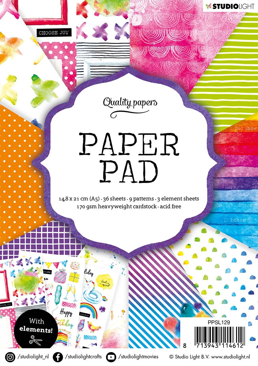 Studio Light 170gsm Paper Pad A5 36/Pkg - NR. 129, 12 Designs/3 Each