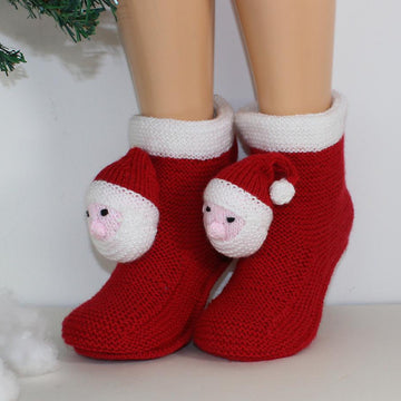 Mens Santa Head Christmas Slippers