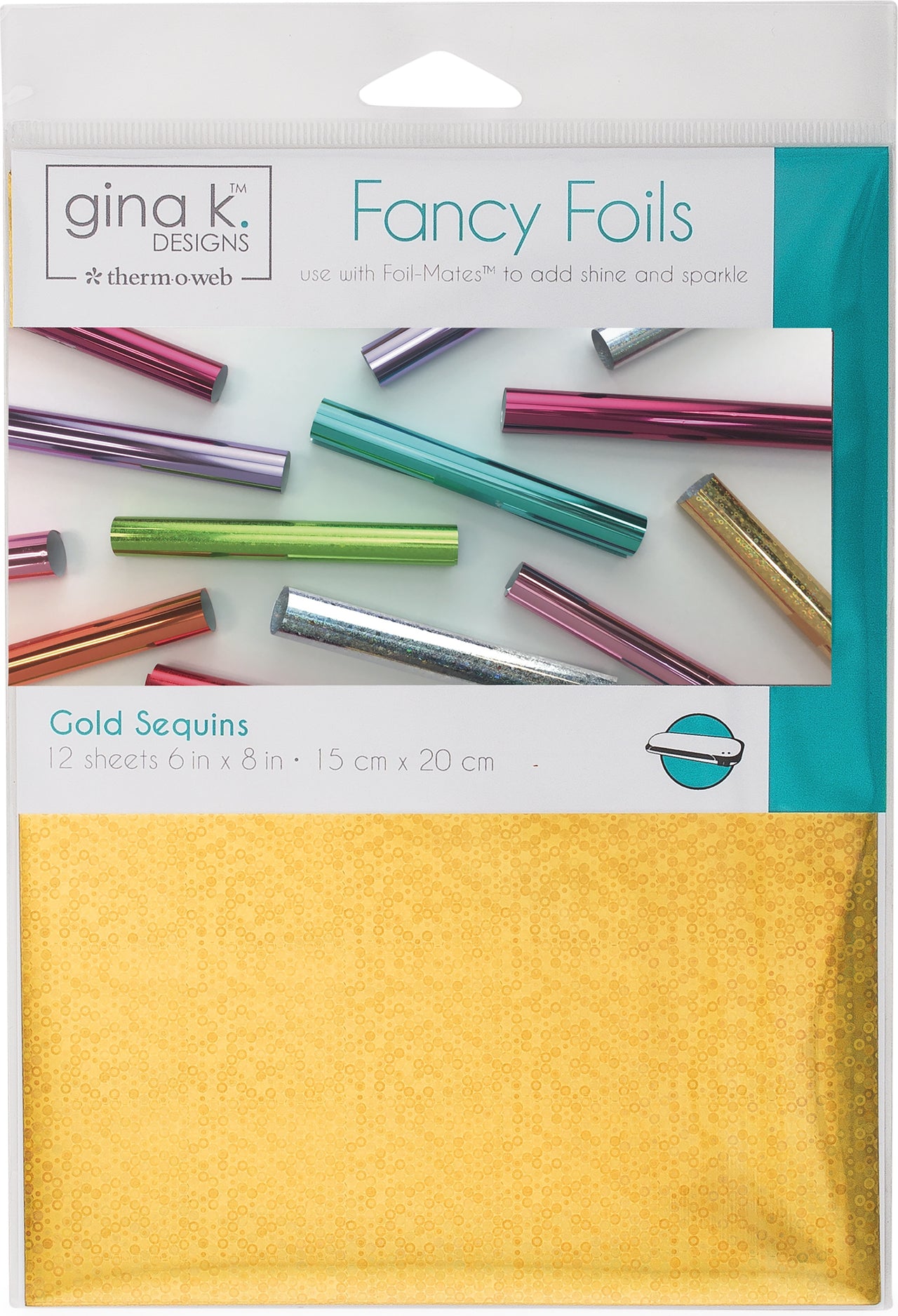 Therm O Web Gina K Designs Fancy Foil 6"X8" 12/Pkg - Gold Sequins