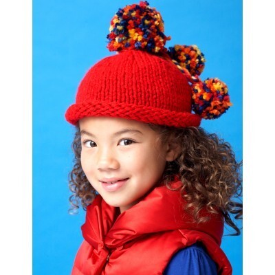 Pompom Beanie Hat in Bernat Softee Chunky