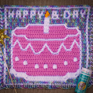 Overlay Mosaic Crochet Square - Birthday Cake