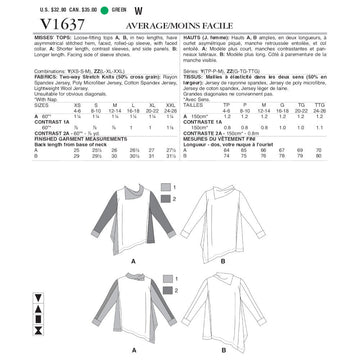 Vogue Misses' Tops V1637 - Sewing Pattern