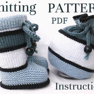 Knitting PATTERN Baby Hat Baby Booties Baby Set with Pompoms