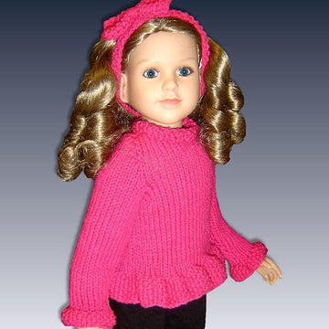 Ruffle edged sweater fits My Twinn, 23 inch dolls