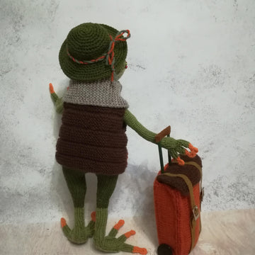 Knitting pattern for a cute frog toy, knitted plush frog, art frog doll