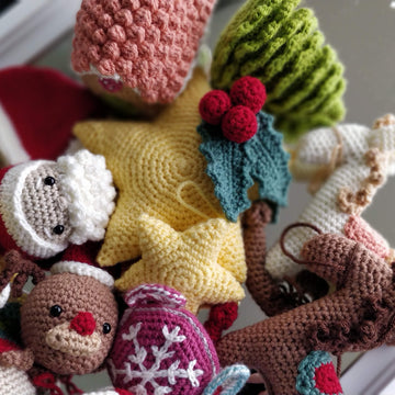 Christmas Ornaments Bundle Crochet angel elf reindeer santa rocking horse gingerbread house cookie sugar cane mistletoe