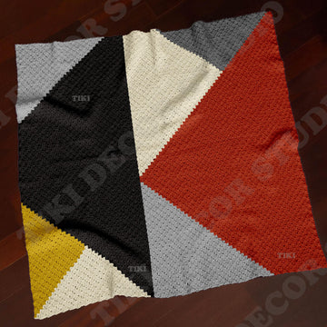 Abstract Art Blanket Patchwork Throw Black Gray Cream Toddler C2C CROCHET PATTERN