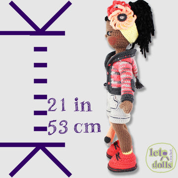 21 inch crochet doll pattern PDF, Large amigurumi doll, Khira