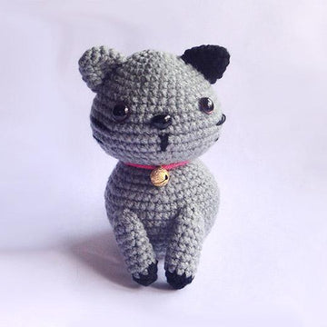 Grey Cat with Bell Crochet Amigurumi