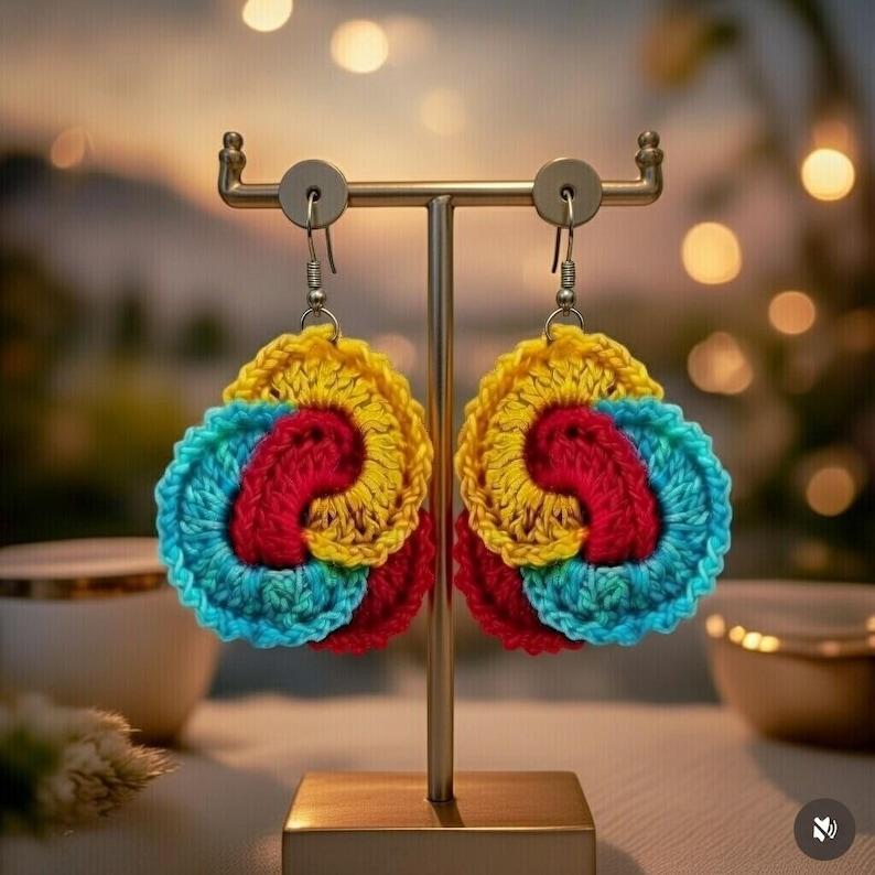 Crochet Circle Earrings Pattern – Jewelry PDF + Video Tutorial