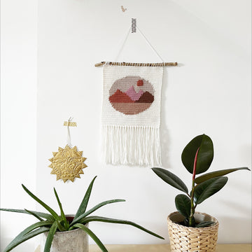 Pink Mountains Crochet Wall Hanging