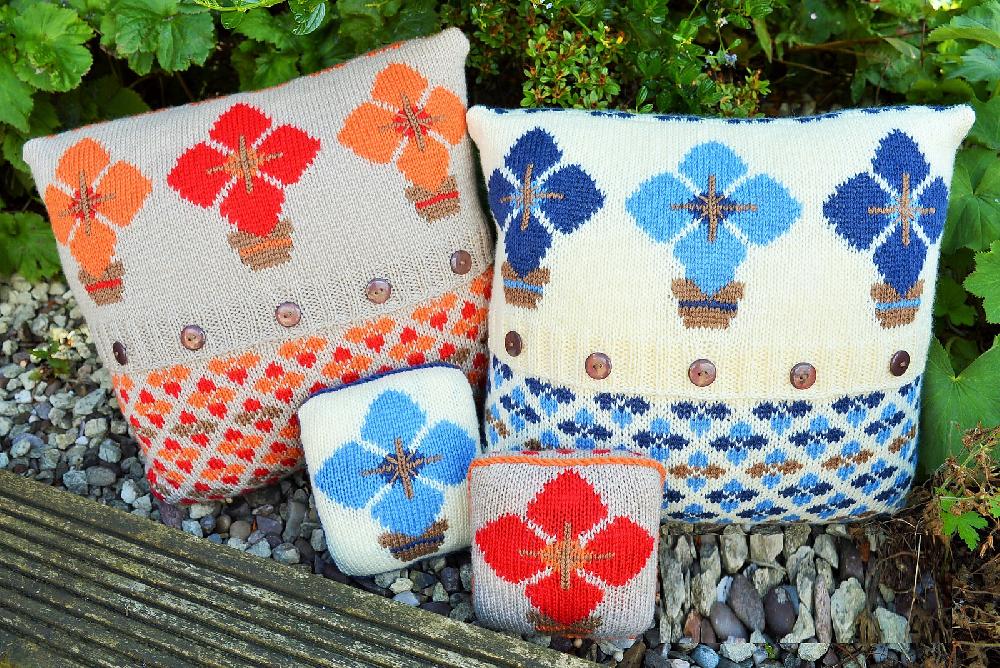 Fairisle and Flowers Cushion Cover and Pin Cushion