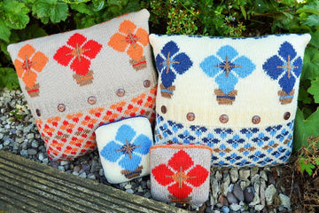 Fairisle and Flowers Cushion Cover and Pin Cushion