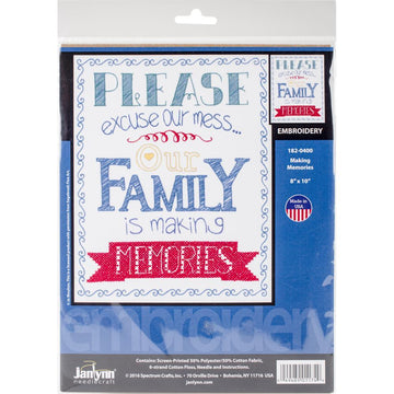 Janlynn Stamped Embroidery Kit 8in x 10in - Making Memories-Stitched In Floss