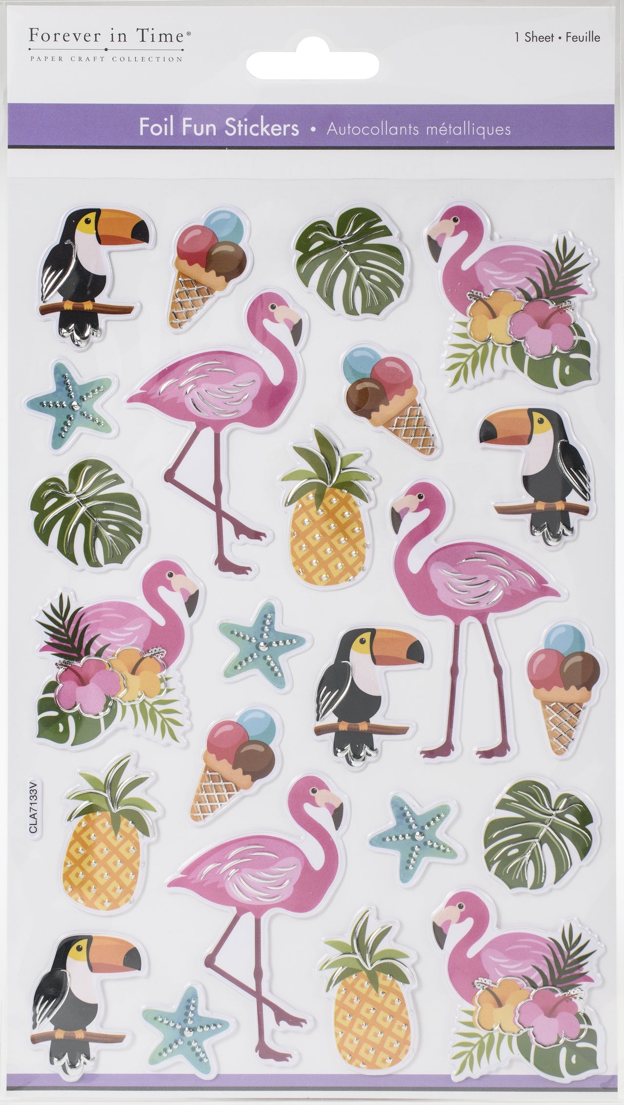 Multicraft Imports MultiCraft Foil Fun Stickers - Flamingo