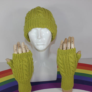 Adult & Teen Aran Cable & Fishermans Rib Beanie & Gloves