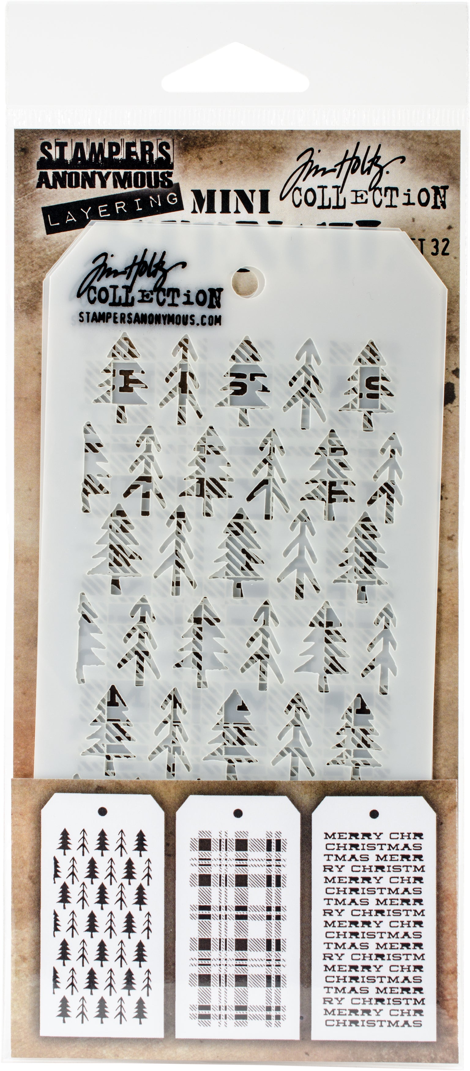 Stampers Anonymous Tim Holtz Mini Layered Stencil Set 3/Pkg - Set #32