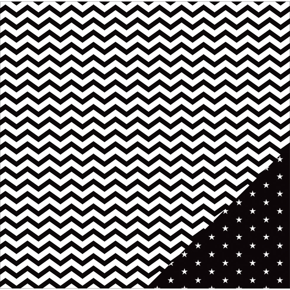 American Crafts Basics Double-Sided Cardstock 12"X12" 12/Pkg - Black Chevron