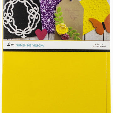 Therm O Web Deco Foil Flock Transfer Sheets 6"X12" 4/Pkg - Sunshine Yellow