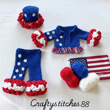 Baby Ruffled Patriotic Outfit 3 Month Crochet Pattern