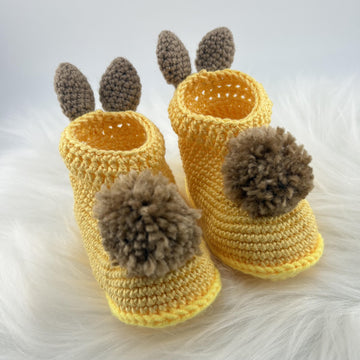 Easy Bunny Baby Booties Crochet Pattern – Available in English and Portuguese