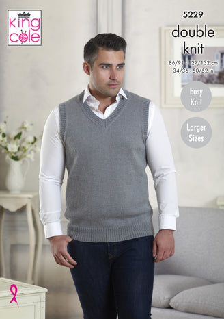 Slipover & Waistcoat Larger Sizes in King Cole Majestic DK - 5229 - Leaflet