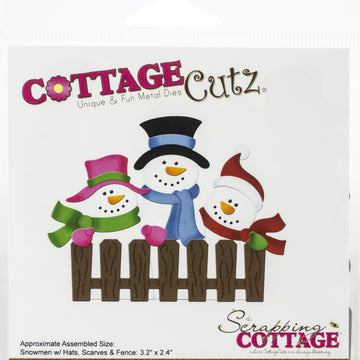 CottageCutz Dies - Snowmen W/Fence, 3.2" To 2.4"