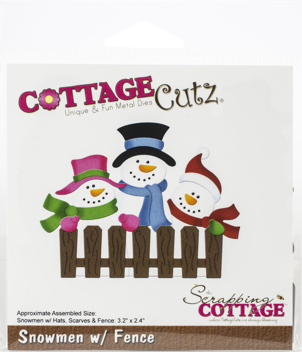 CottageCutz Dies - Snowmen W/Fence, 3.2" To 2.4"
