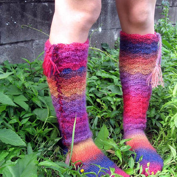Rainbows and Laces, crochet socks