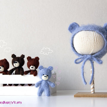 Bear bonnet and tiny bear toy