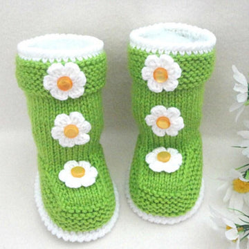 Knitted Baby Girl Booties Aurora Pattern by Elena Mitchell