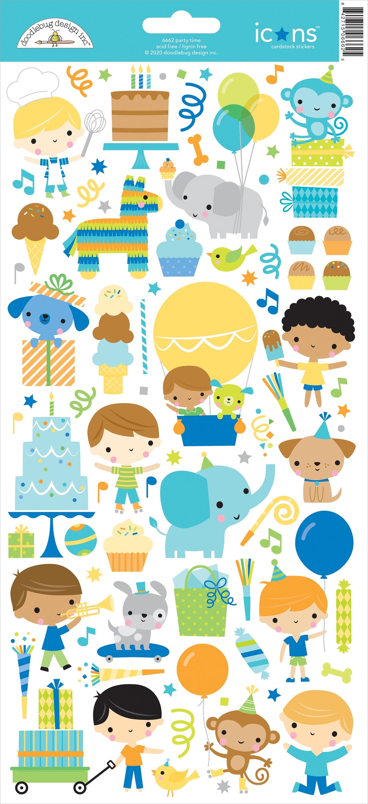 Doodlebug Cardstock Stickers 6"X13" - Party Time Icons