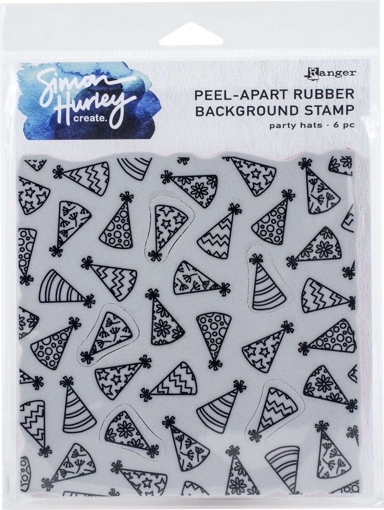 Ranger Simon Hurley create. Cling Stamps 6"X6" - Party Hats